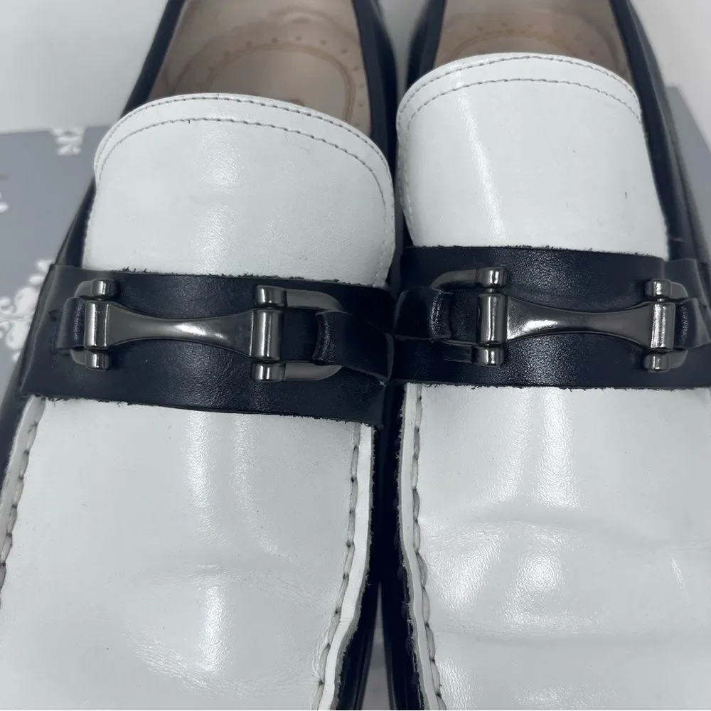 Stacy Adams Wana Bond Street Two-tone Black White Leather Loafers 10